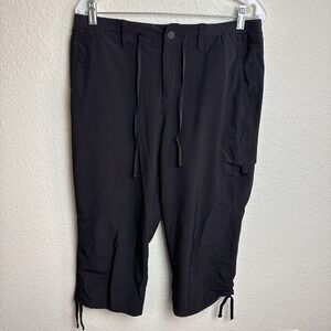 Style & Co Women's Pant Black Size 12 Cargo Capri Pockets Stretch Drawstring
